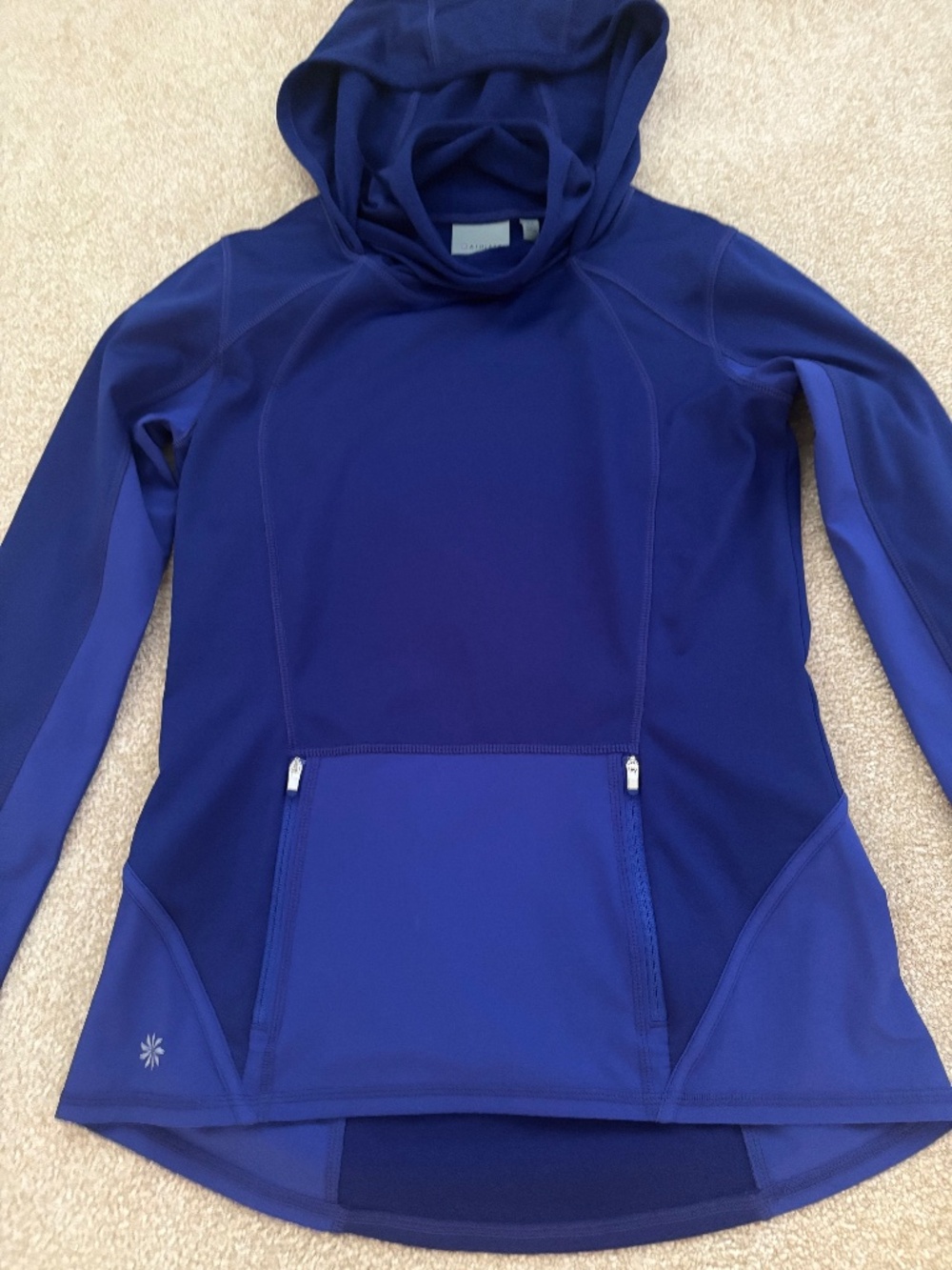 ATHLETA funnel neck fleece pullover jacket top electric blue size XS